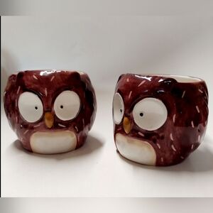 2 Vintage Pier 1 Owl Coffee Mugs‎ Cozy Countrycore